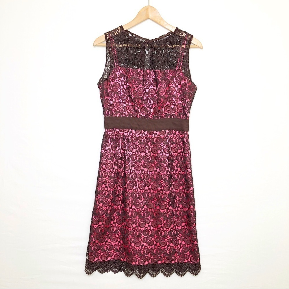 Milly brown lace overlay dress